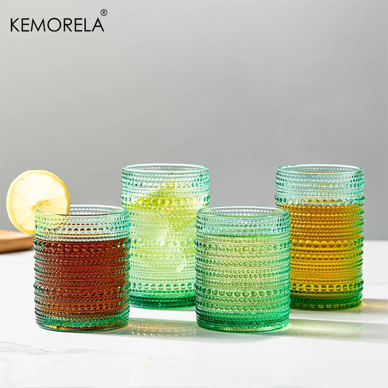 8 Vintage Raindrop Highball Glasses