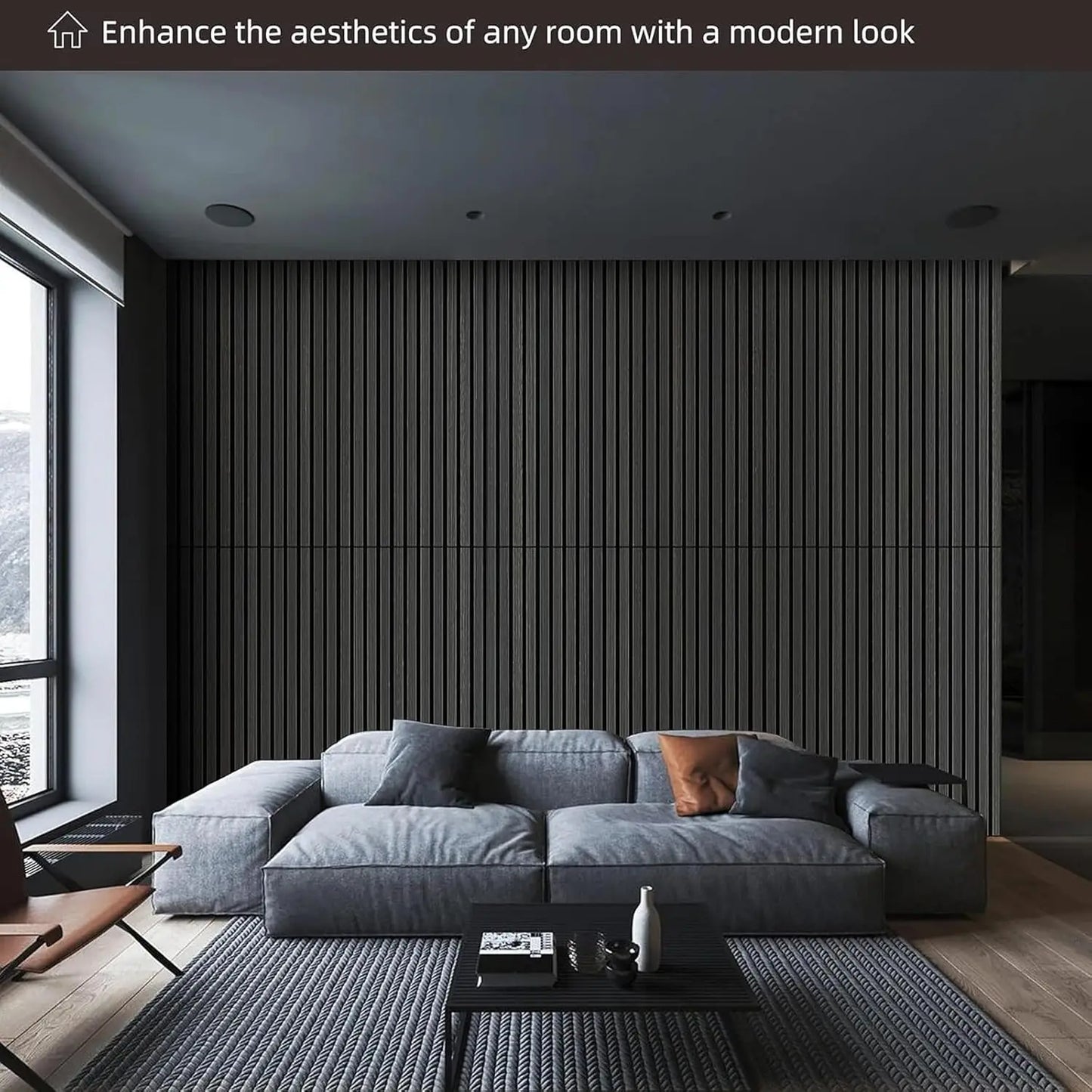 47 Inch Wood Slat Acoustic Panels for Stylish Decor and Noise Reduction, 3D Fluted Panel for Wall, Interior Design 3D Wood