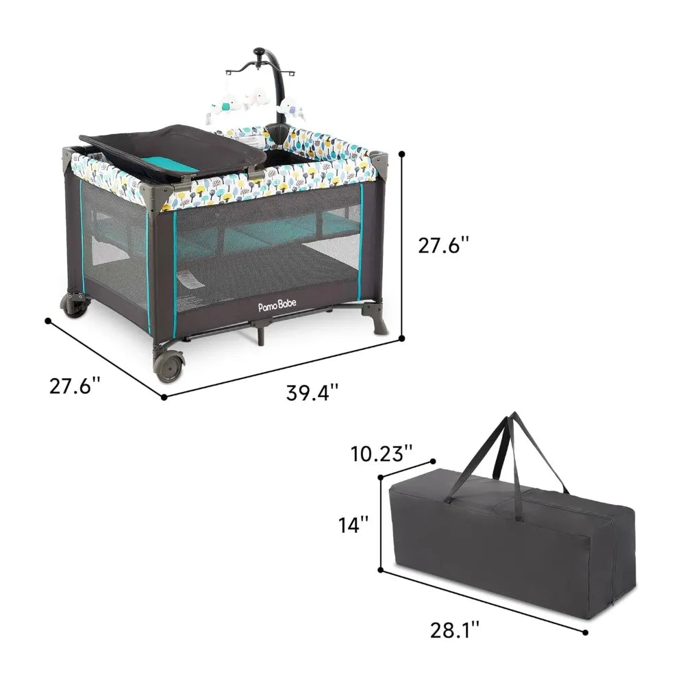 Portable Crib with Detachable Bassinet and Changing Table