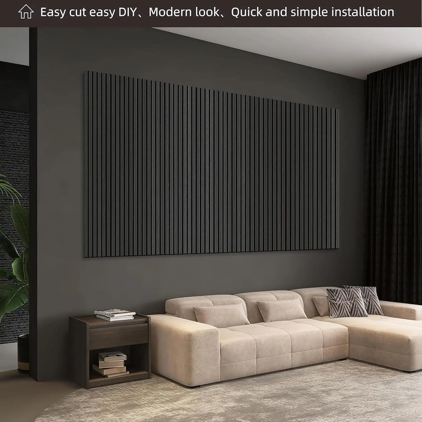 47 Inch Wood Slat Acoustic Panels for Stylish Decor and Noise Reduction, 3D Fluted Panel for Wall, Interior Design 3D Wood