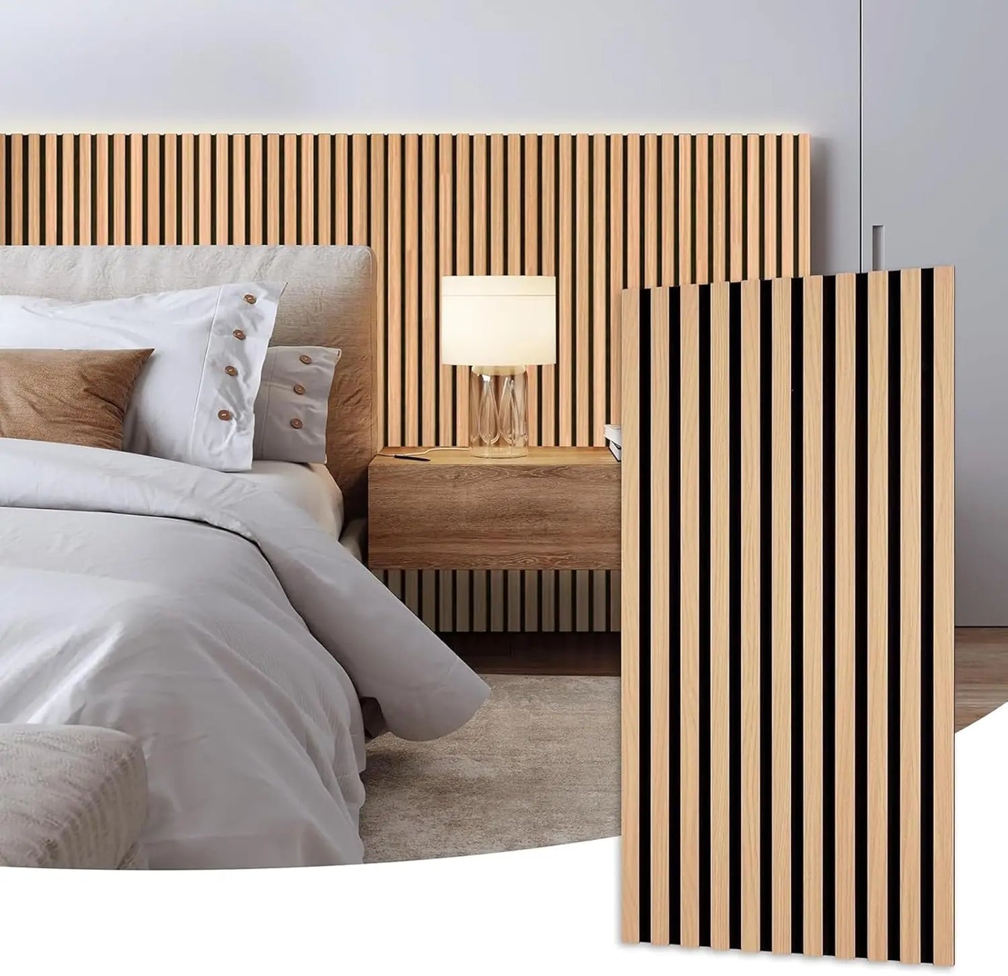 47 Inch Wood Slat Acoustic Panels for Stylish Decor and Noise Reduction, 3D Fluted Panel for Wall, Interior Design 3D Wood