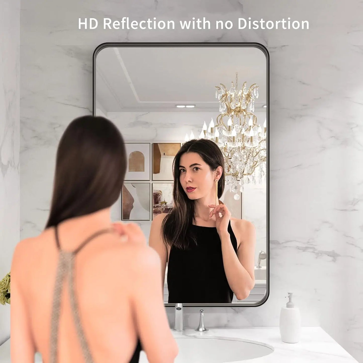 24X36 Inch Rounded Rectangle Mirror with Multiple Colored Metal Frame
