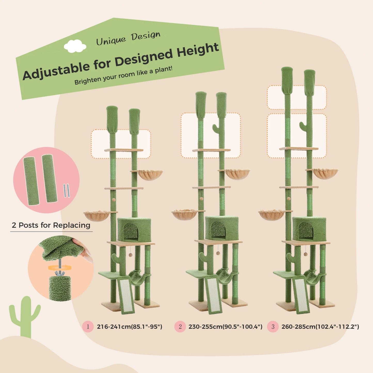 Cactus Floor to Ceiling Cat Tower