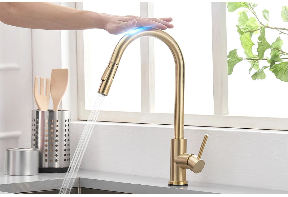 Smart Touch Kitchen Faucets, Single Handle with Dual Outlet Water Modes