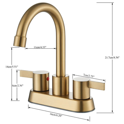 Long Neck Bathroom Faucet with Pop-up Sink Drain and Faucet Supply Lines