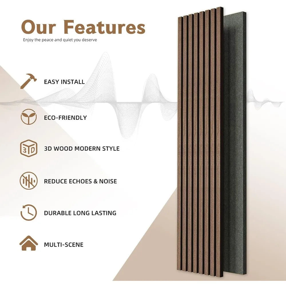 47 Inch Wood Slat Acoustic Panels for Stylish Decor and Noise Reduction, 3D Fluted Panel for Wall, Interior Design 3D Wood