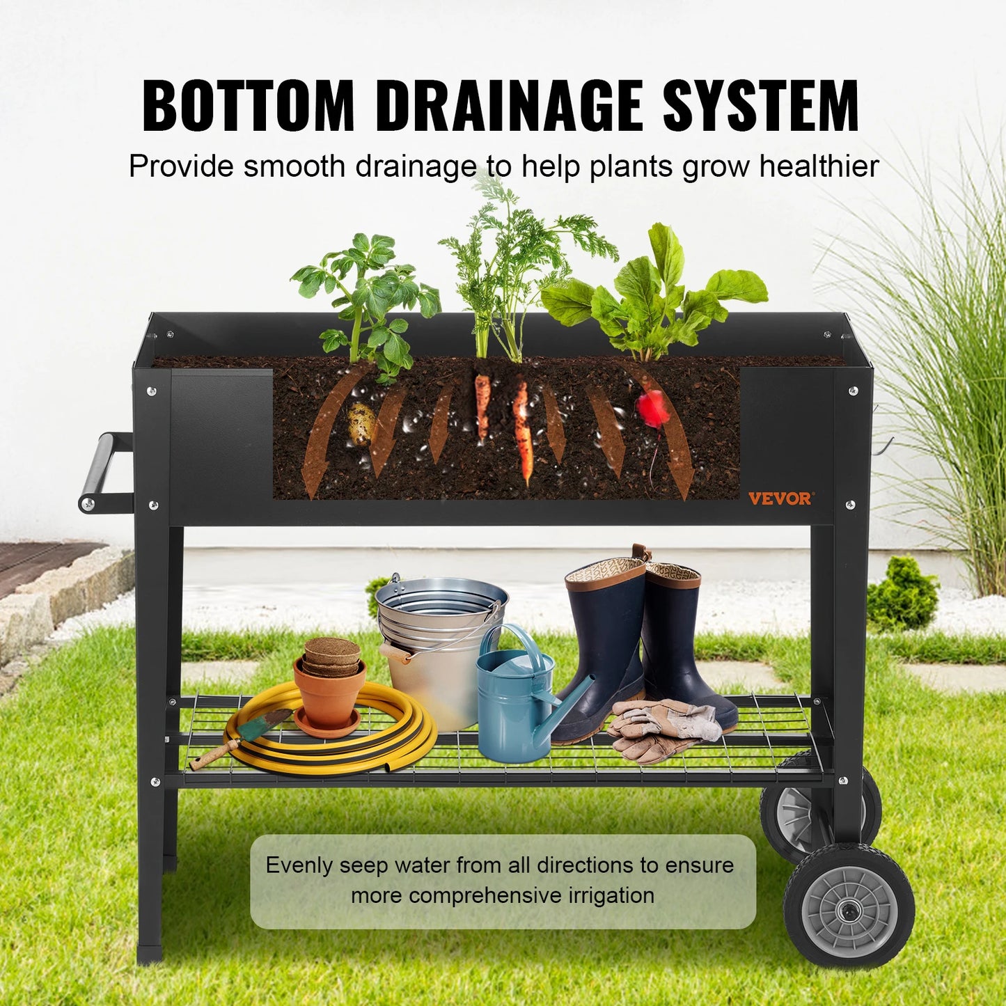 Mobile Outdoor Raised Garden Bed/Planting Box for Flowers or Vegetables 
in Garden/Balcony