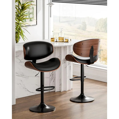 2 Adjustable Swivel Leather Bar Stools