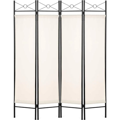 4-Panel Folding Privacy Screen/Room Divider W/Steel Frame