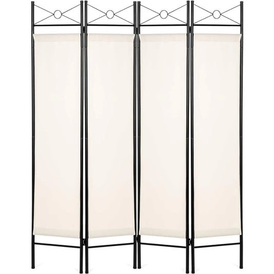 4-Panel Folding Privacy Screen/Room Divider W/Steel Frame