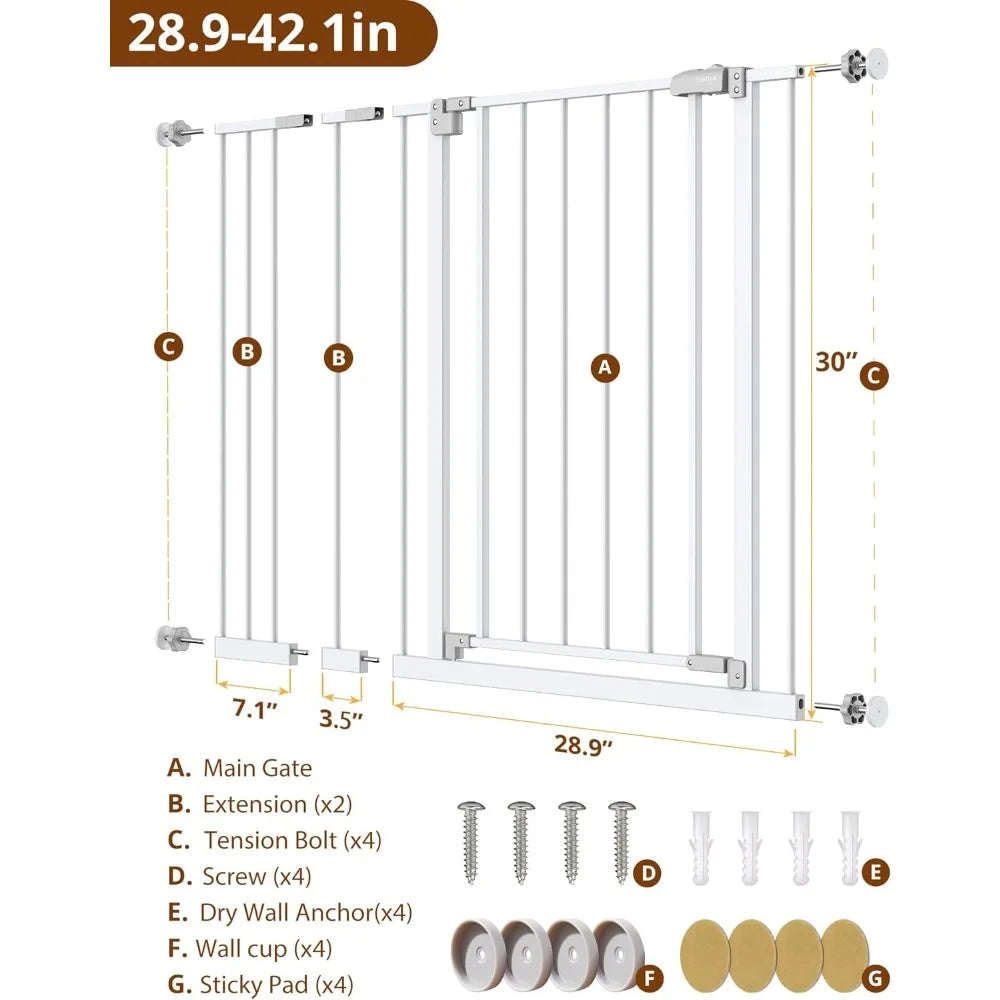 Tall and Wide Baby/Pet Gate for Stairs and Doorways