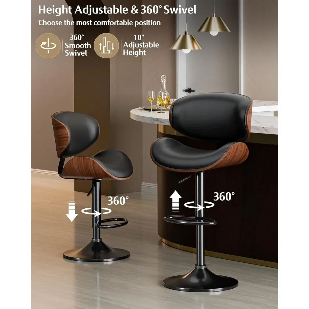 2 Adjustable Swivel Leather Bar Stools