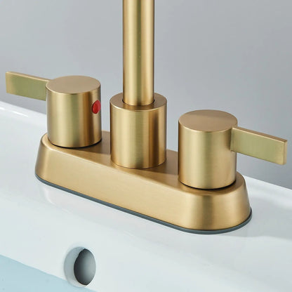 Long Neck Bathroom Faucet with Pop-up Sink Drain and Faucet Supply Lines