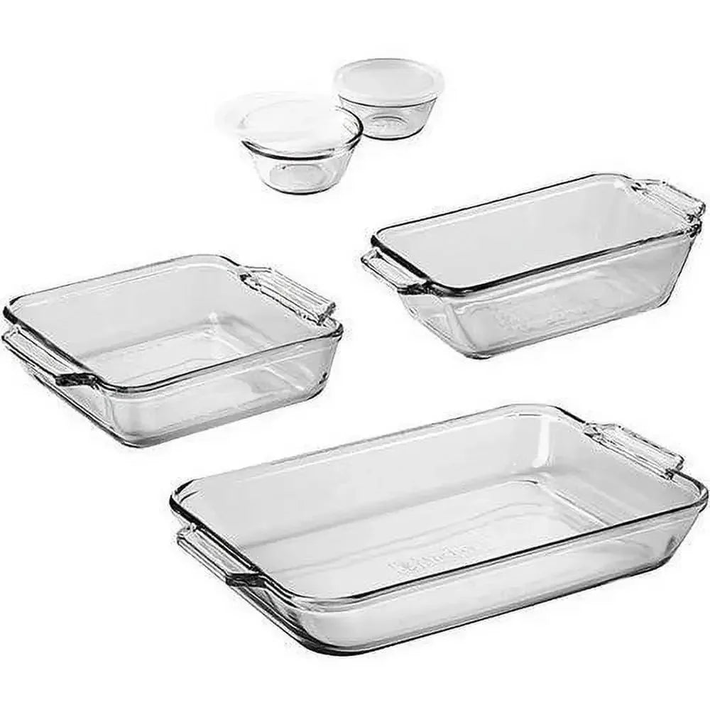 Glass Bakeware Set 7-Piece including Custard Cups with Lids