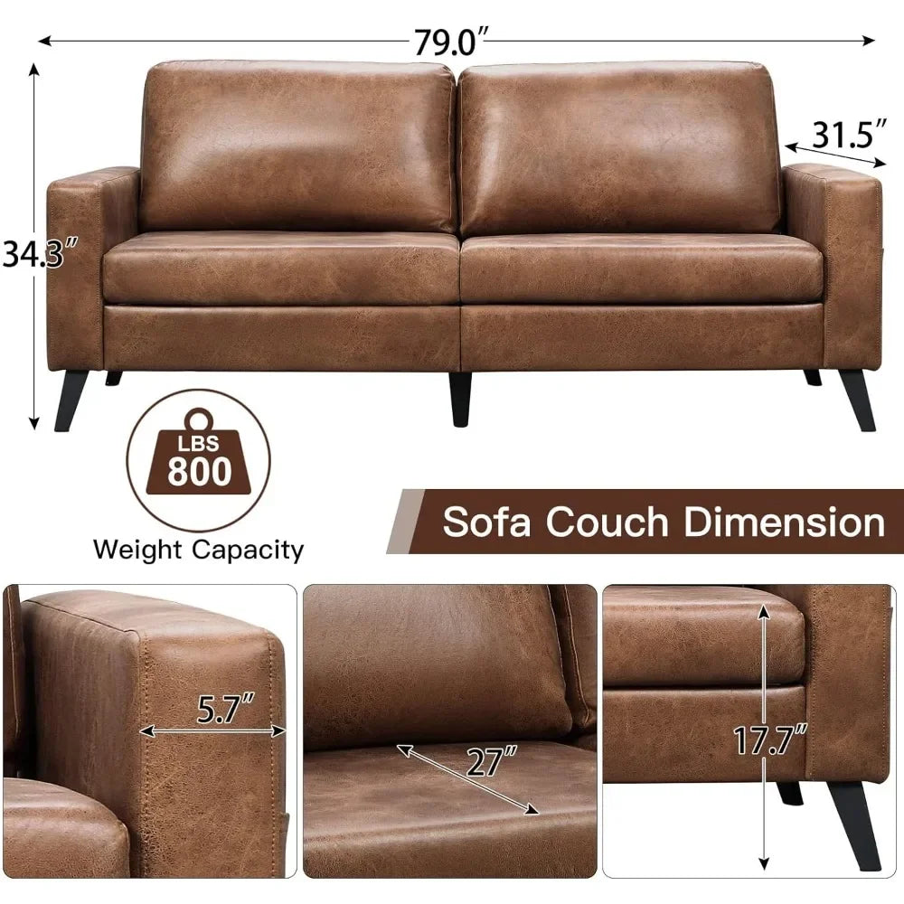 Faux Leather Loveseat, Mid Century Modern