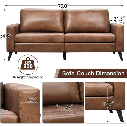 Faux Leather Loveseat, Mid Century Modern