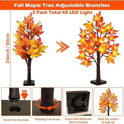 Lighted Fall Maple Tree, Battery Operated with Timer