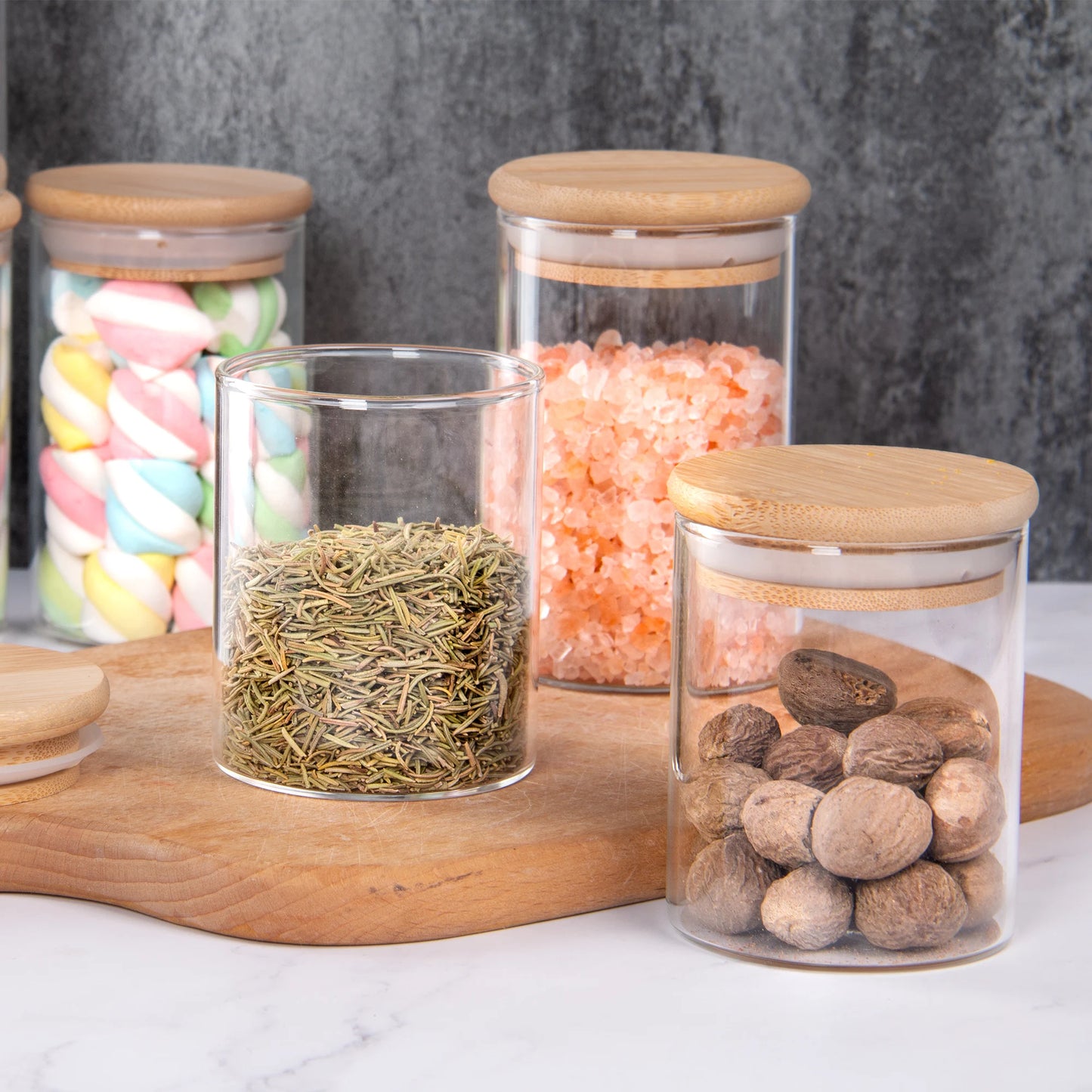 24oz Glass Spice Jars with Airtight Bamboo Lids