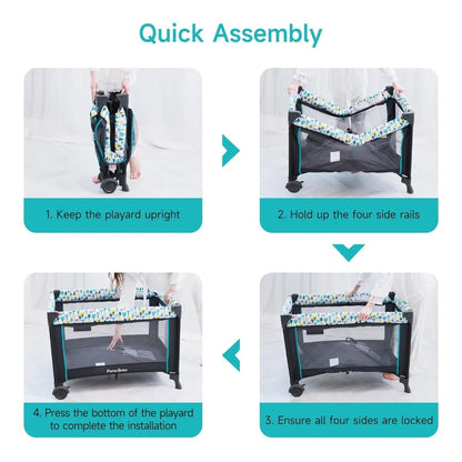 Portable Crib with Detachable Bassinet and Changing Table