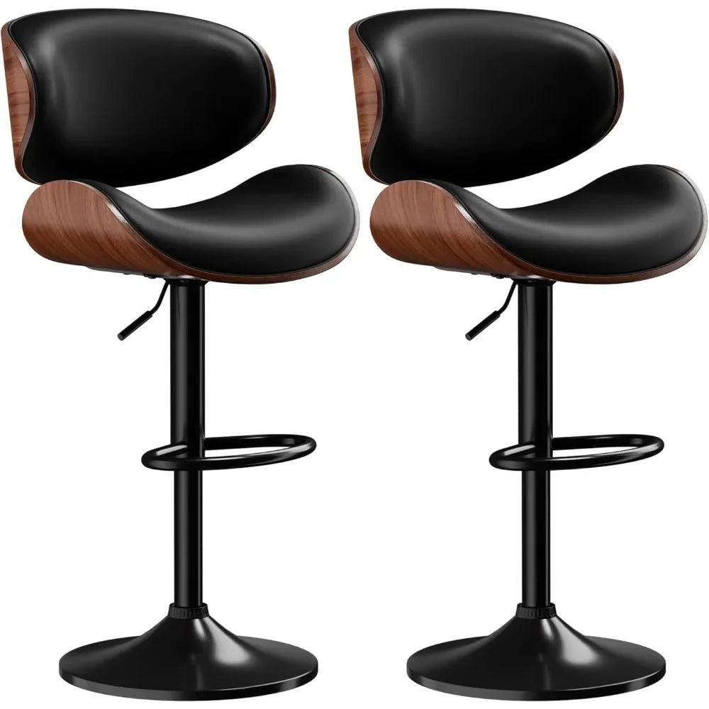 2 Adjustable Swivel Leather Bar Stools