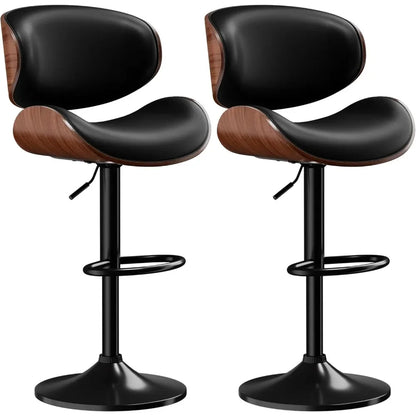 2 Adjustable Swivel Leather Bar Stools