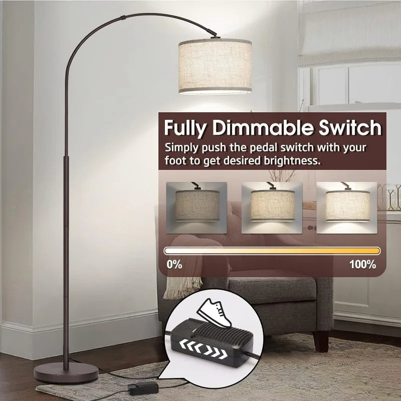 Dimmable Modern Floor Lamp with Adjustable Hanging Shade