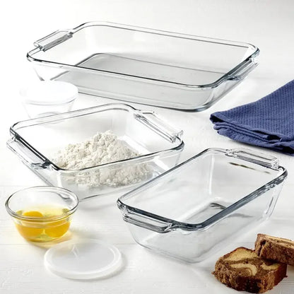 Glass Bakeware Set 7-Piece including Custard Cups with Lids