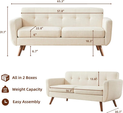 Modern Love Seat with Button Tufted Upholstery