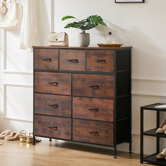 Tall Dresser for Bedroom, with 9 Fabric Storage Drawers