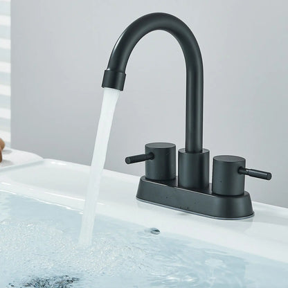 Long Neck Bathroom Faucet with Pop-up Sink Drain and Faucet Supply Lines