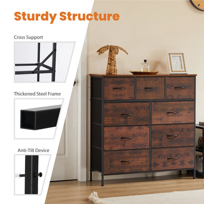 Tall Dresser for Bedroom, with 9 Fabric Storage Drawers