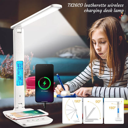 LED Touch Desk Lamp with 3 lighting Levels, USB port, and Phone Wireless Charging