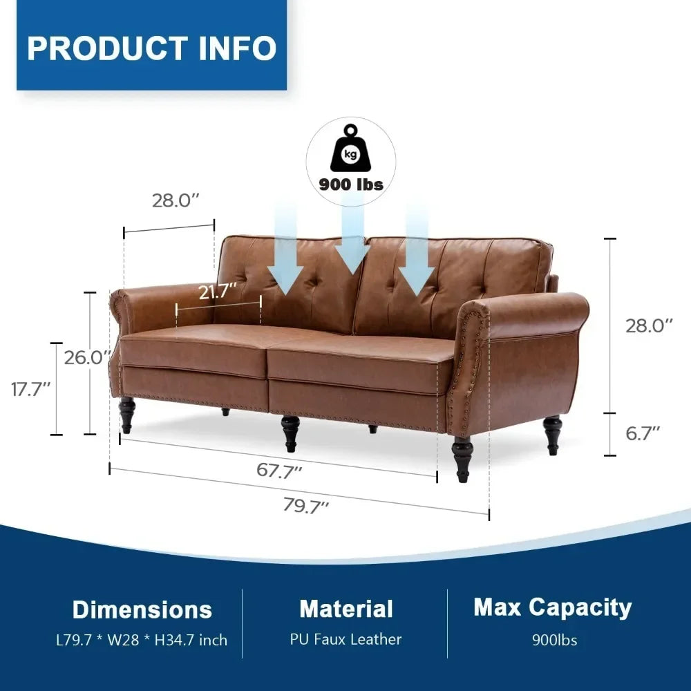 80” Leather Sofa