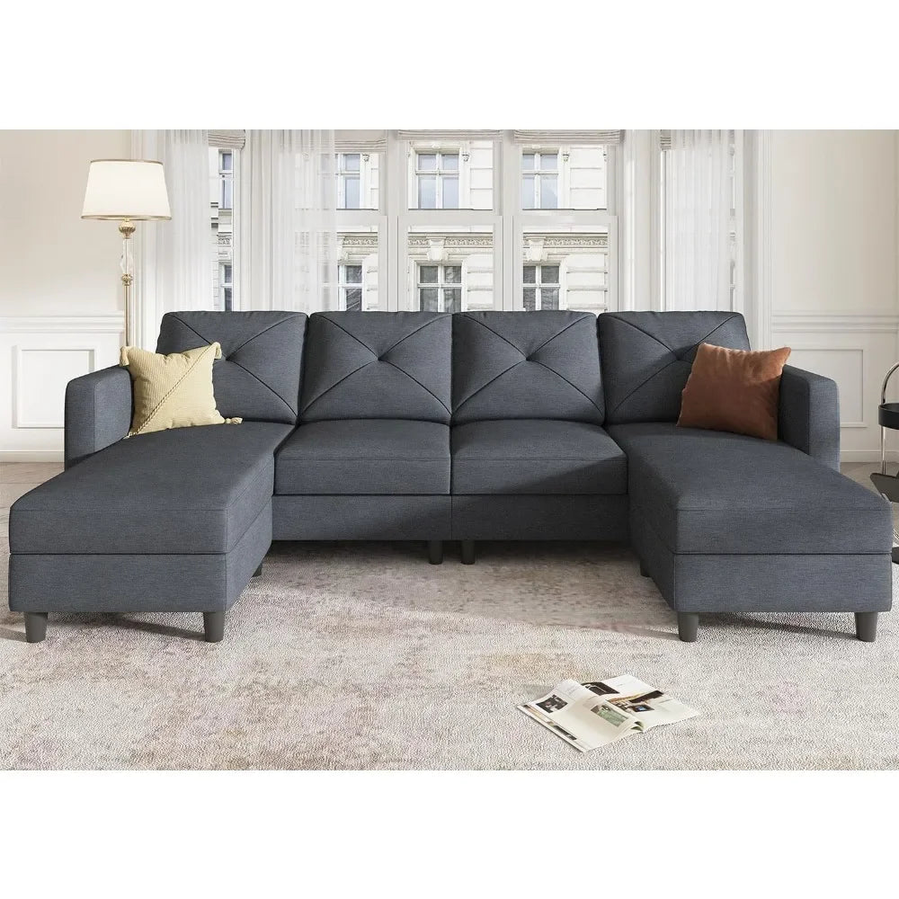 Convertible U-Shaped Sectional Sofa with Double Chaises