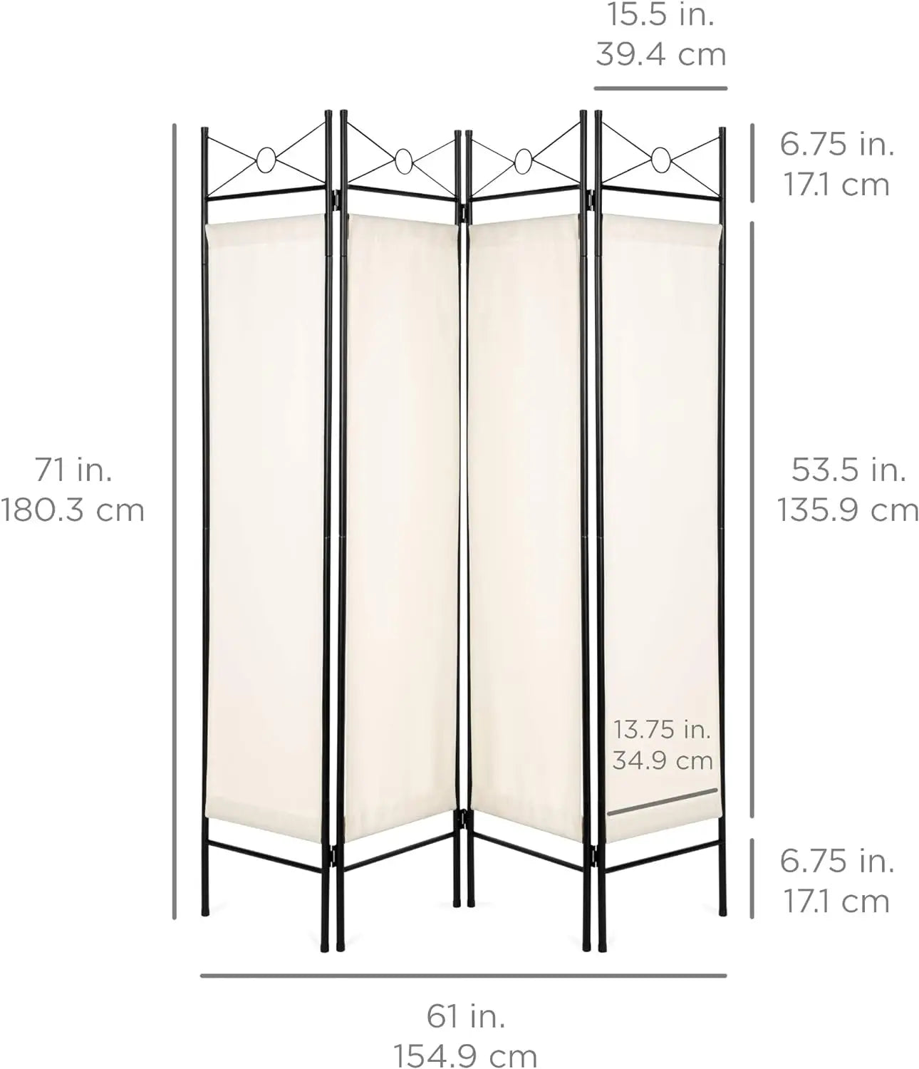 4-Panel Folding Privacy Screen/Room Divider W/Steel Frame