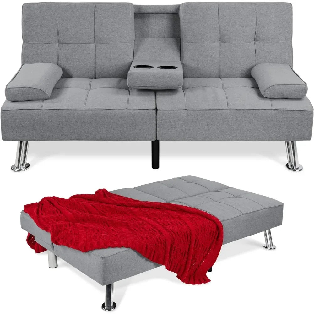 Linen Futon, Reclining Sofa Bed for Apartment