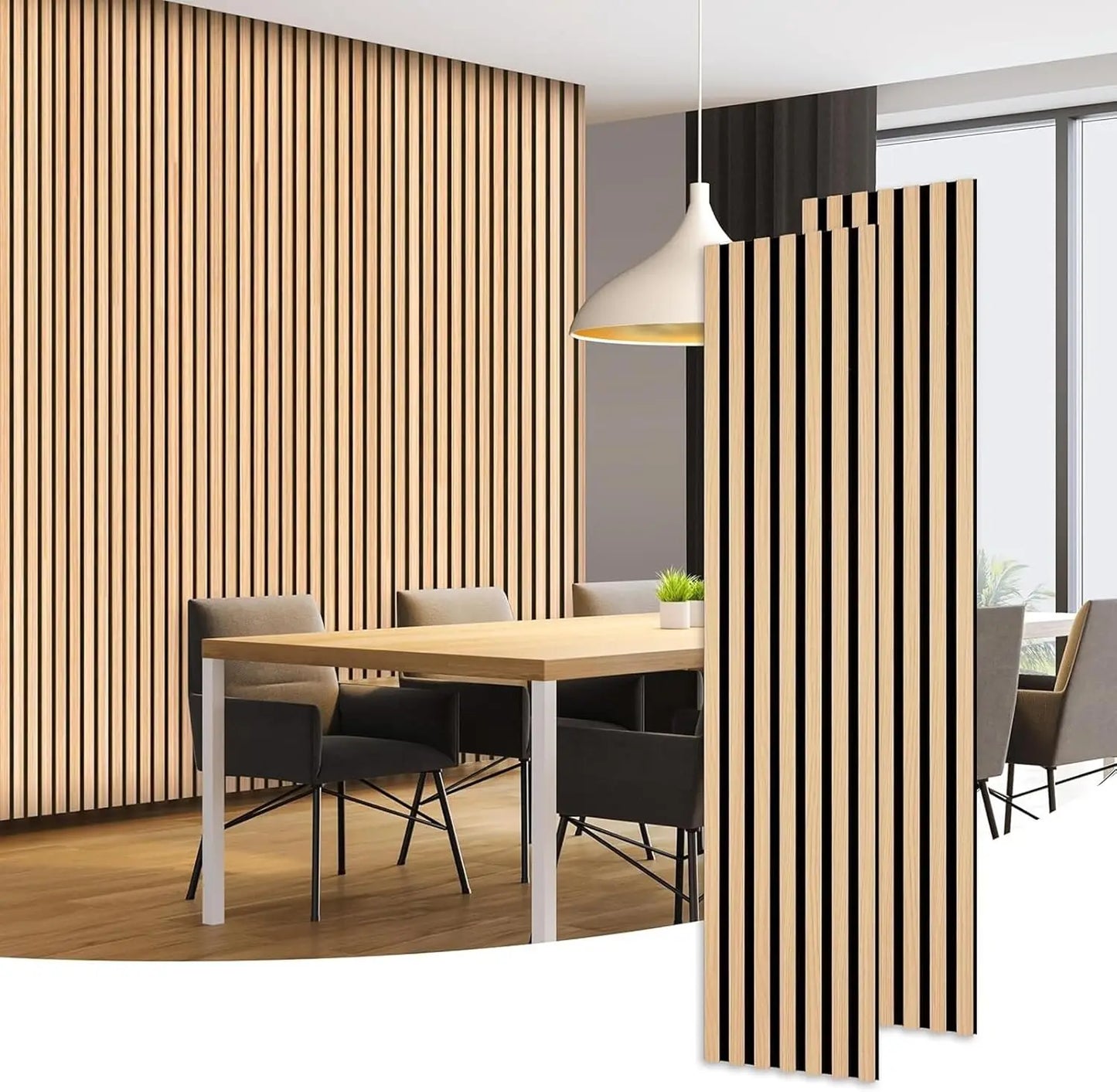 47 Inch Wood Slat Acoustic Panels for Stylish Decor and Noise Reduction, 3D Fluted Panel for Wall, Interior Design 3D Wood