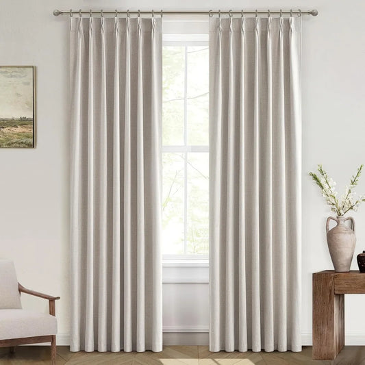 Natural Linen Pinch Pleated Blackout Curtains