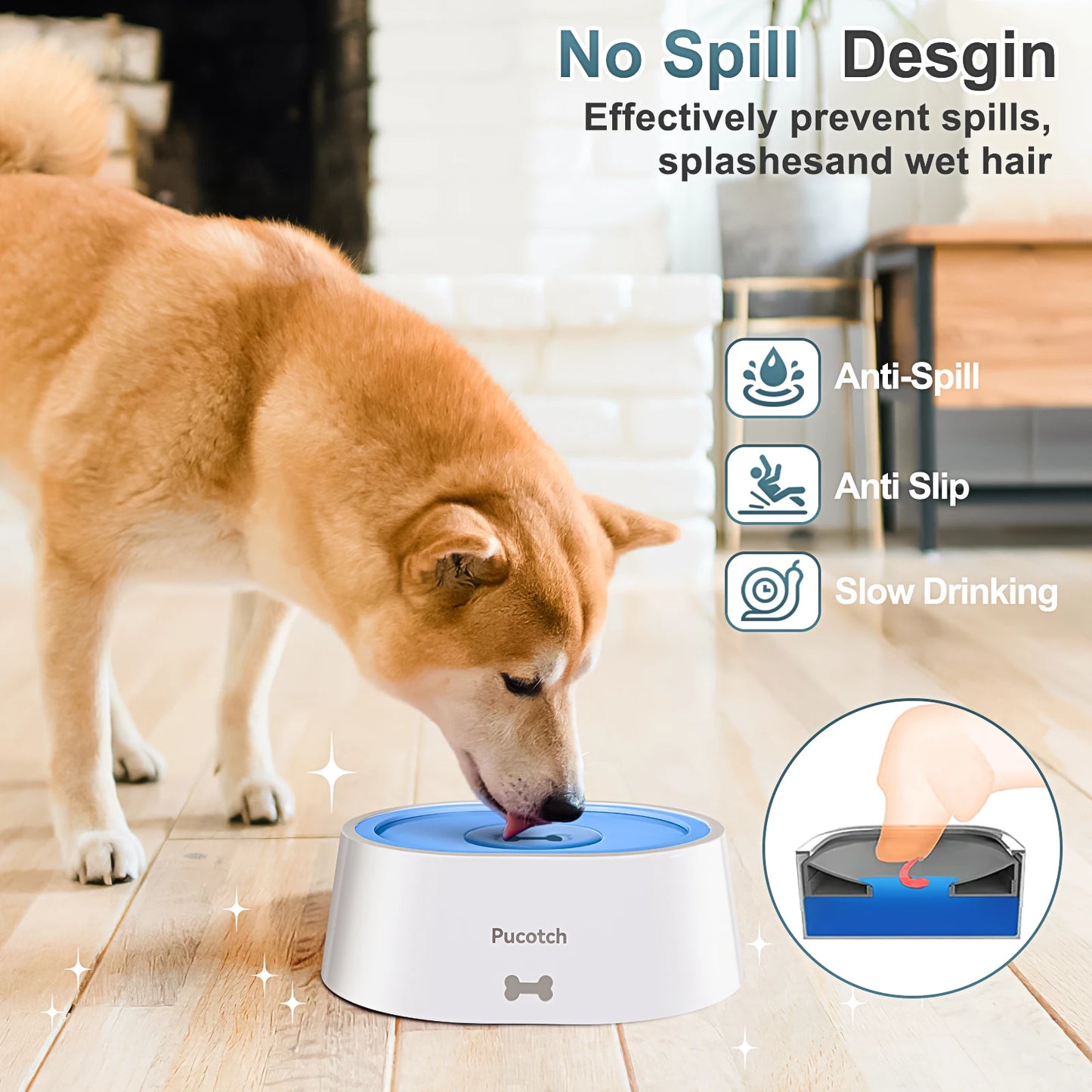 No Splash/Spill Proof Dog Water Bowl for Dogs