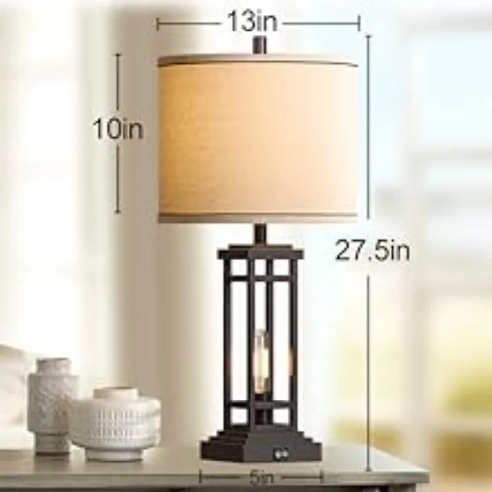 Set of Tall Table Lamps with Charge Ports