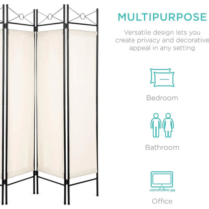 4-Panel Folding Privacy Screen/Room Divider W/Steel Frame