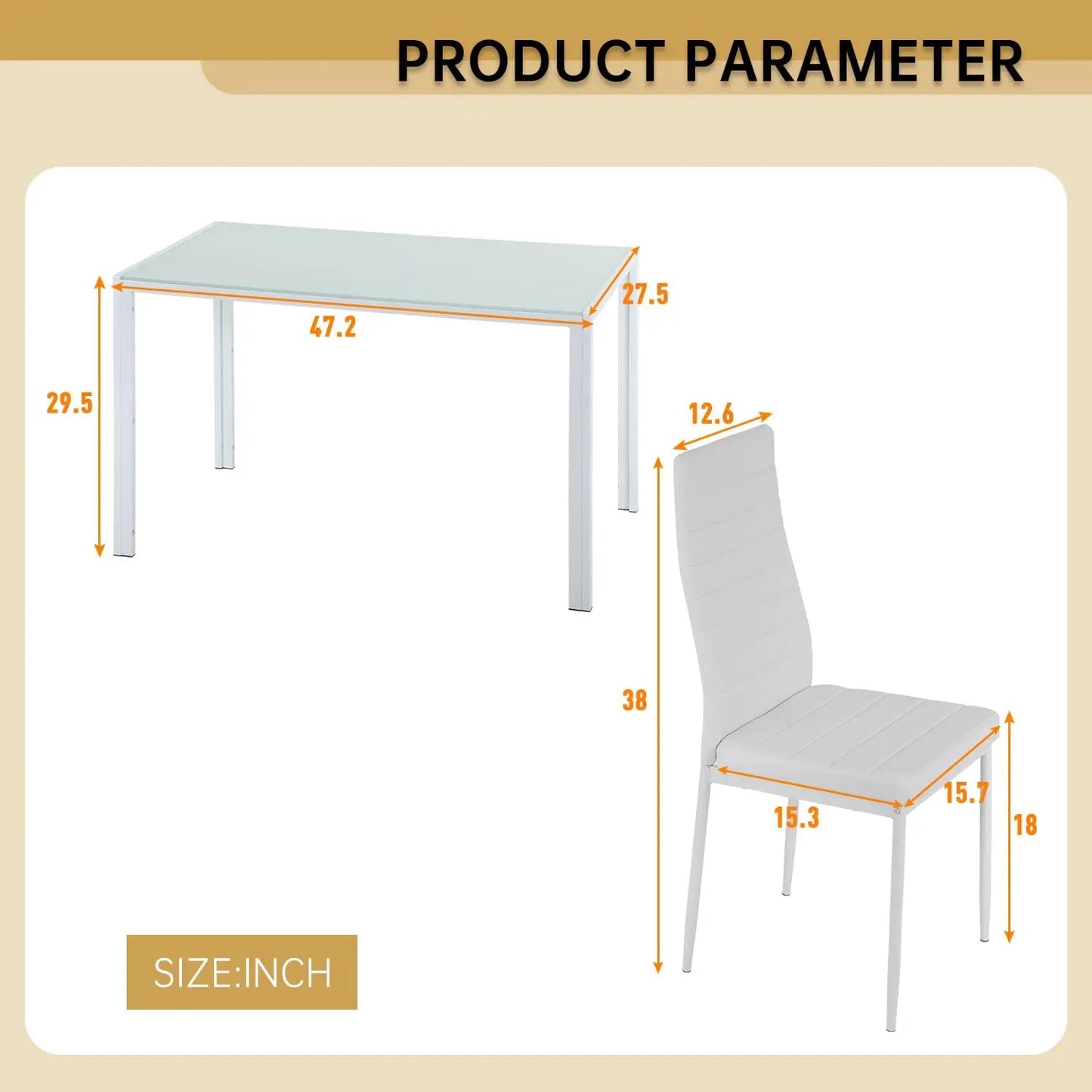 Dining table and 4 Comfortable Chairs, Black or White