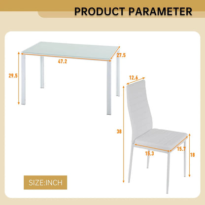 Dining table and 4 Comfortable Chairs, Black or White