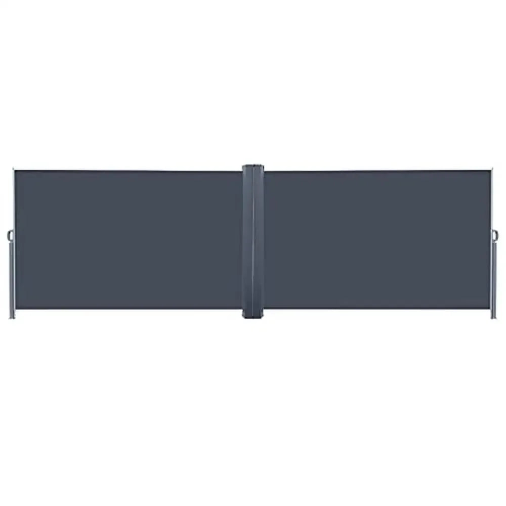 Retractable UV-resistant Privacy Screen Divider Roll Up Awning 276"x71" Grey Outdoor Sun Shade Waterproof Polyester Fabric