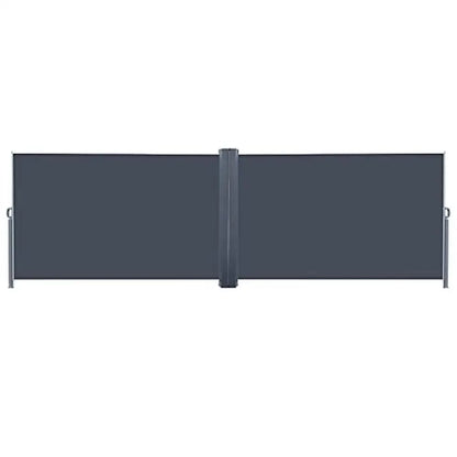 Retractable UV-resistant Privacy Screen Divider Roll Up Awning 276"x71" Grey Outdoor Sun Shade Waterproof Polyester Fabric