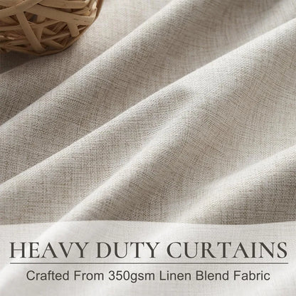 Natural Linen Pinch Pleated Blackout Curtains