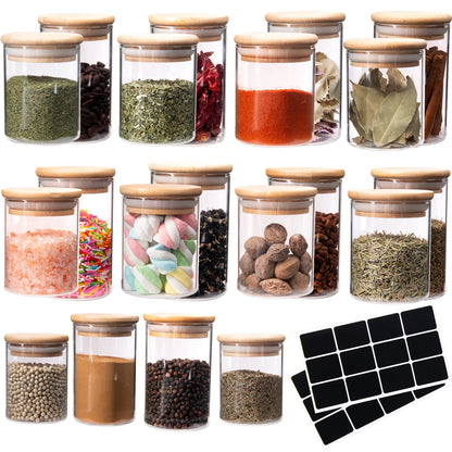 24oz Glass Spice Jars with Airtight Bamboo Lids