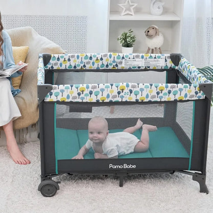 Portable Crib with Detachable Bassinet and Changing Table