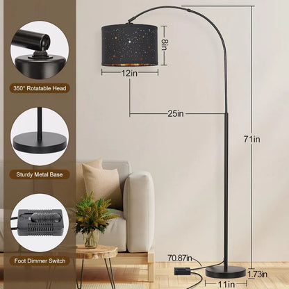 Dimmable Modern Floor Lamp with Adjustable Hanging Shade