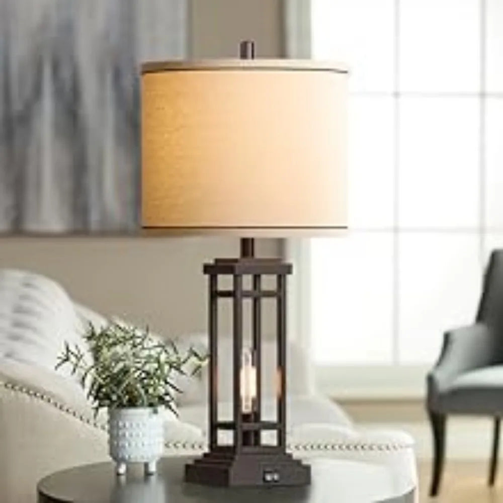 Set of Tall Table Lamps with Charge Ports